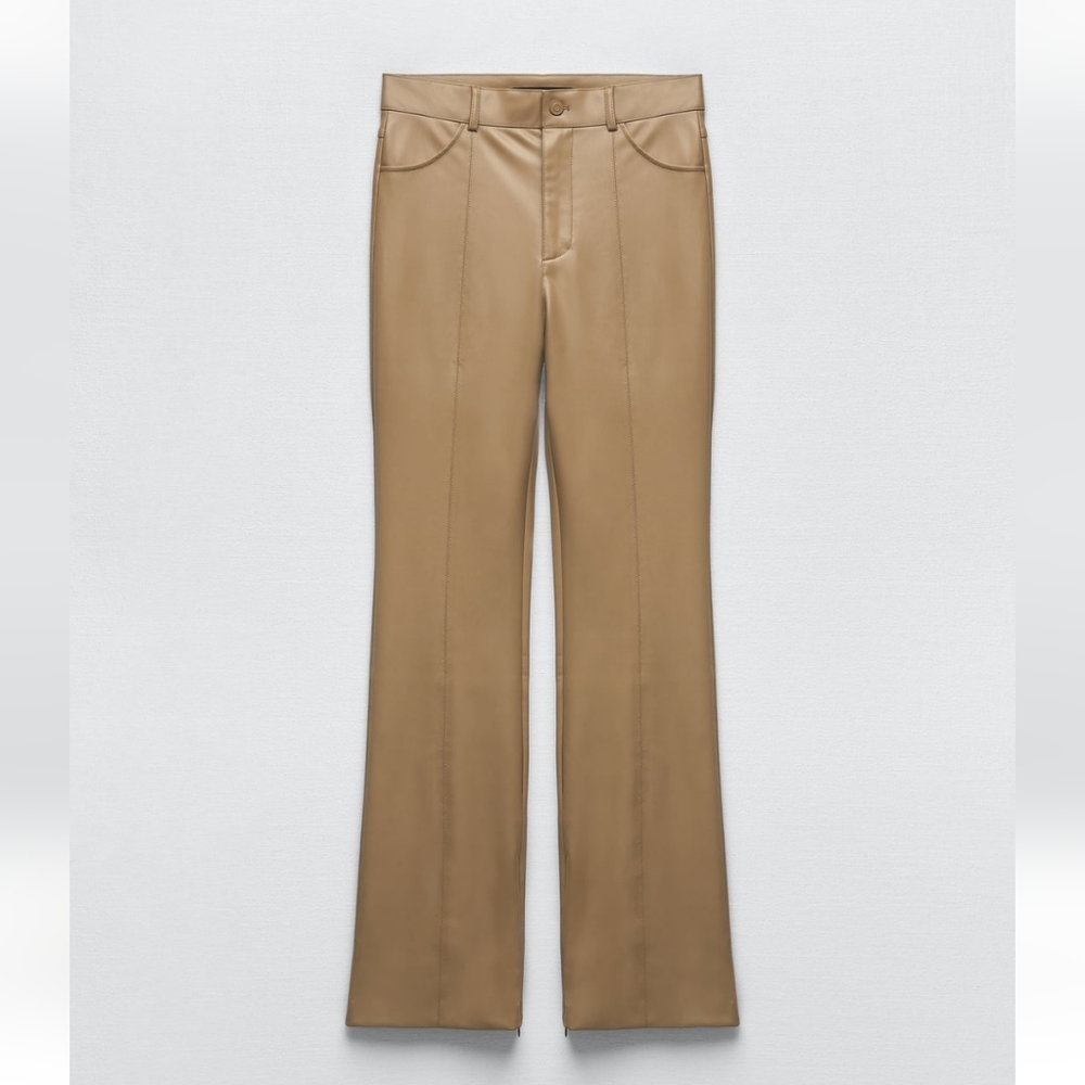 Zara faux leather flared pants NWT